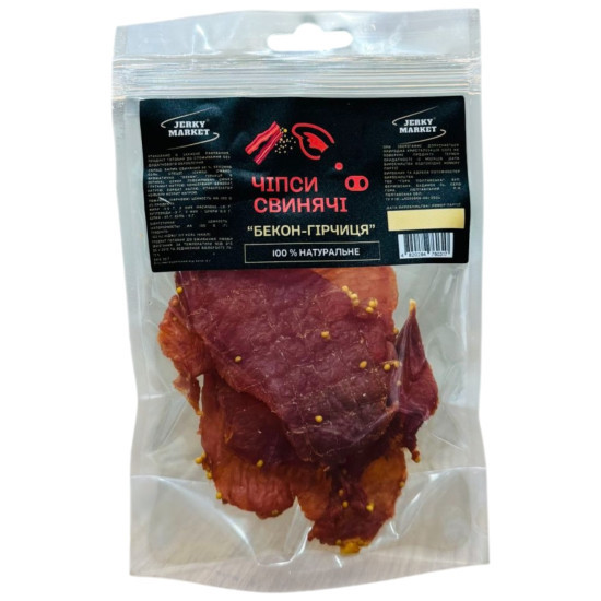 Чіпси свинячі Бекон-гірчиця 50 гр / 50шт ТМ JERKY MARKET
