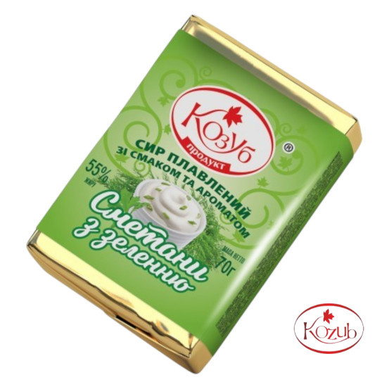 "Сир плавлений зі смаком сметана і зелень  55%  70 г / 30 шт пс ТМ Козуб Регал