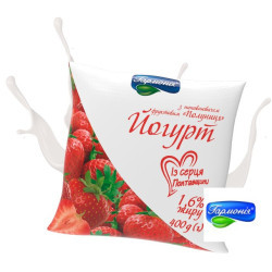 Йогурт "Полуниця" плівка 1,6% 0.4кг 21 доба, шт