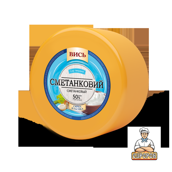Сир твердий "Сметанковий" 50% 2 кг ст ТМ Вись квадрат