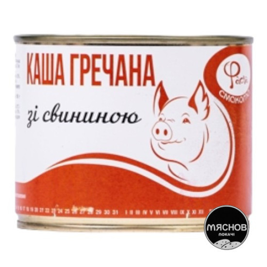 Консерва Каша гречана з м'ясом (ж/б) 0,525 кг / 6 шт кт ТМ "Мяснов локачі"