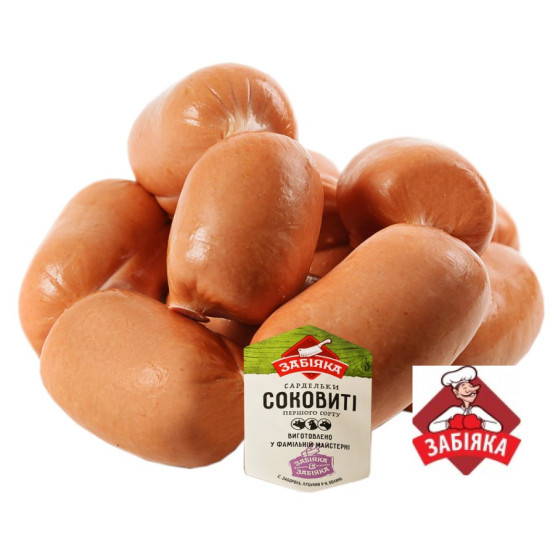 Сардельки Соковиті, 1с, (газ 1.4 кг) ТМ "Забіяка"