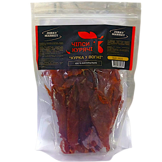 Чіпси курячі Курка у вогні ZIP-пакет  ТМ JERKY MARKET 0,5кг / 3кг