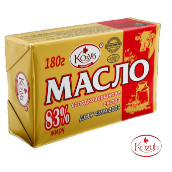 Масло солодковершкове екстра 83% жиру ДСТУ 180 г. / 20 шт ТМ Козуб Регал