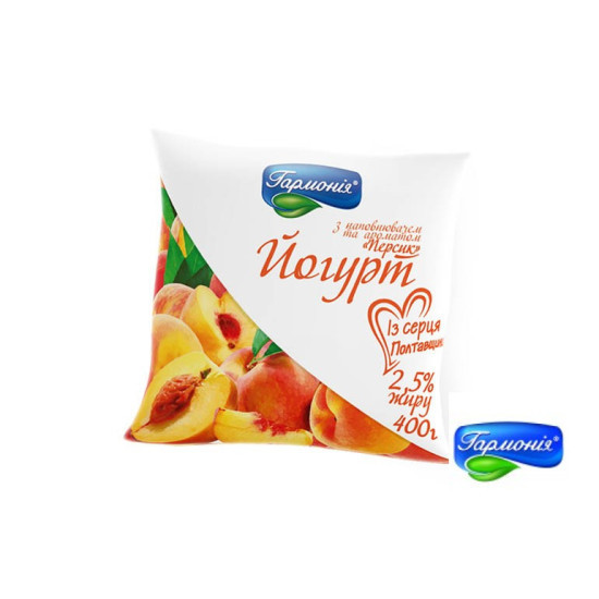 Йогурт "персик" плівка 2.5% 0.4кг 21 доба, шт